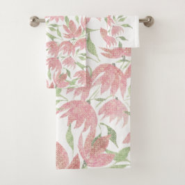 Conjunto De Toalhas Flores de Campo Lace Texturizado Cor-de-Rosa Branc