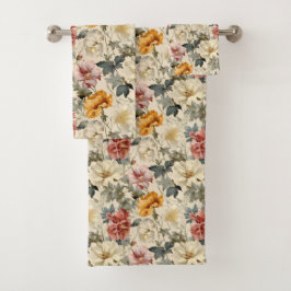 Conjunto De Toalhas Flores de coloração aquosa artística, flores de vi