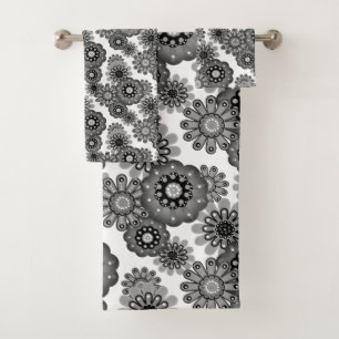 Conjunto De Toalhas Flores de desenho animado divertidas abstratas inf