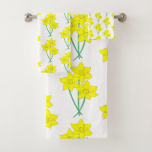 Conjunto De Toalhas Flores de Flores de Mola Amarelas
