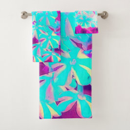 Conjunto De Toalhas Flores de Flox de Torção de Hortelã Azul de Ovo de