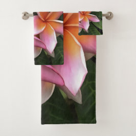 Conjunto De Toalhas Flores De Frangipani Cor-De-Rosa Pálido