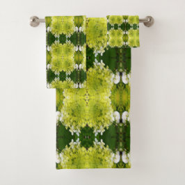 Conjunto De Toalhas Flores de Hortênsia Abstratas em Verde Chartreuse
