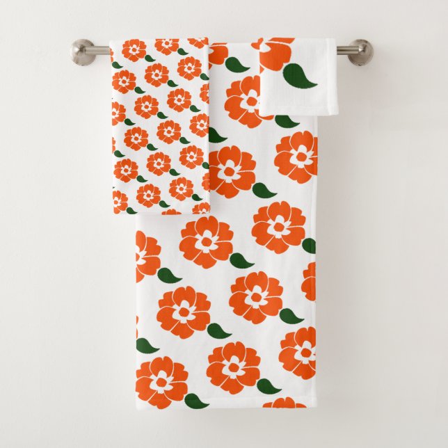 Conjunto De Toalhas Flores De Laranja Retro (Insitu)