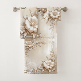 Conjunto de Toalhas Flores de Marfim