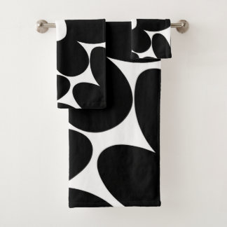 Conjunto De Toalhas Flores de margarida retrô em preto e branco #1 #fl