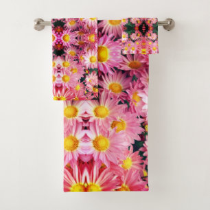 Conjunto De Toalhas Flores De Margarida Rosa E Padrões De Abelhas