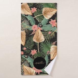 Conjunto De Toalhas Flores de Palma Tropicais Modernas Flores Monogram