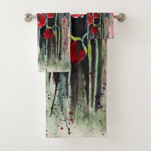 Conjunto De Toalhas Flores De Papoila Em Aquarela