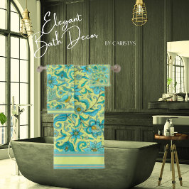 Conjunto De Toalhas Flores de Pássaros Azuis, Amarelo, Bege