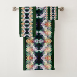 Conjunto De Toalhas Flores de Pedônia Rosa Multiplicadas Abstrato