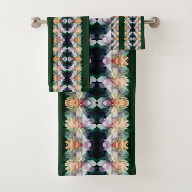 Conjunto De Toalhas Flores de Pedônia Rosa Multiplicadas Abstrato (Insitu)