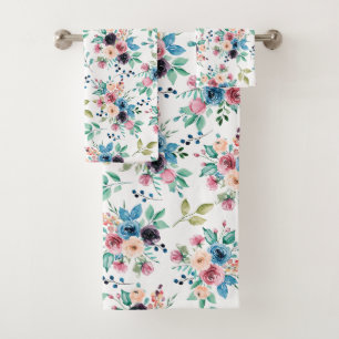 Conjunto De Toalhas Flores de primavera coloridas Padrão