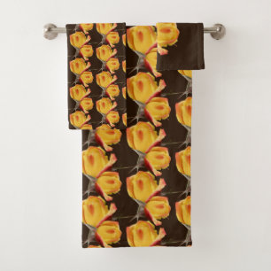 Conjunto De Toalhas Flores de Rosebud Amarelas