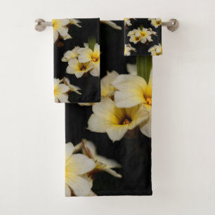 Conjunto De Toalhas Flores de Satin Elegantes em Preto