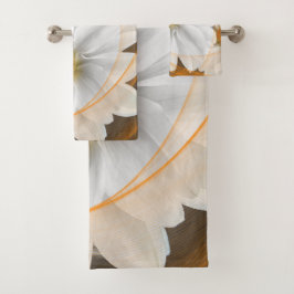 Conjunto De Toalhas Flores de Torre Laranja Branco