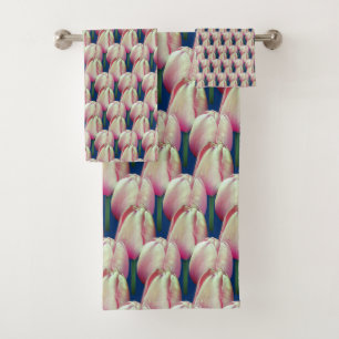 Conjunto De Toalhas Flores de Tulipas Rosa