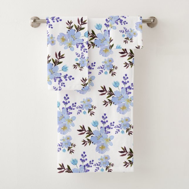 Conjunto De Toalhas Flores de Violeta por Aquarela (Insitu)