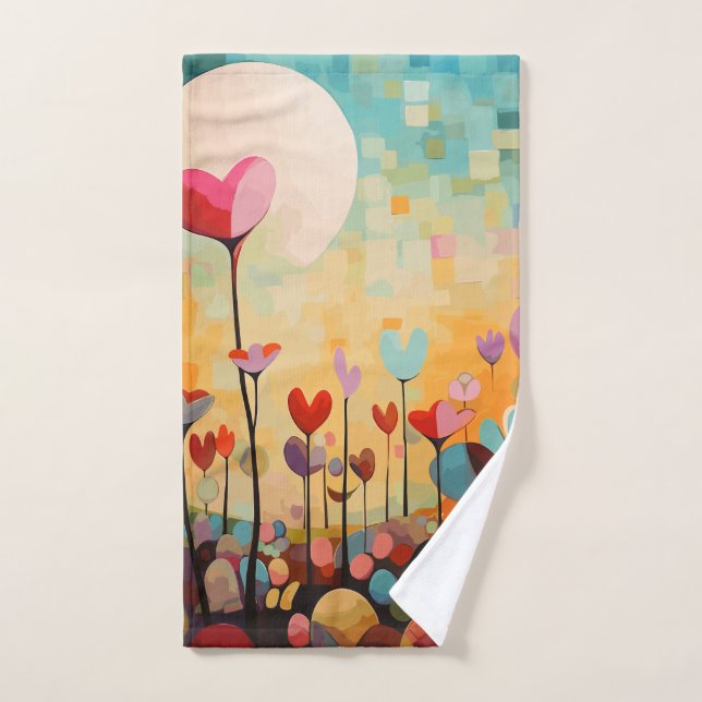 Conjunto De Toalhas Flores do coração abstrato (Toalha de mão)