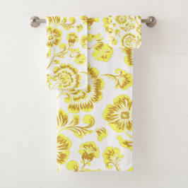 Conjunto De Toalhas Flores Douradas
