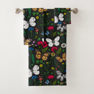 Conjunto De Toalhas Flores e borboletas selvagens 2