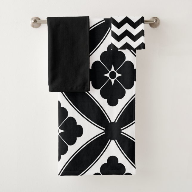 Conjunto De Toalhas Flores e Chevron (Insitu)