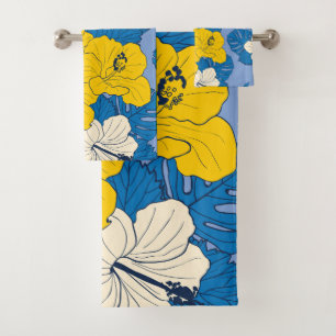 Conjunto De Toalhas Flores e folhas de hibisco