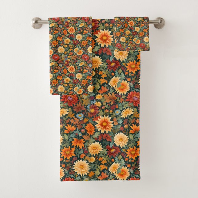 Conjunto De Toalhas Flores e Folhas de outono (Insitu)