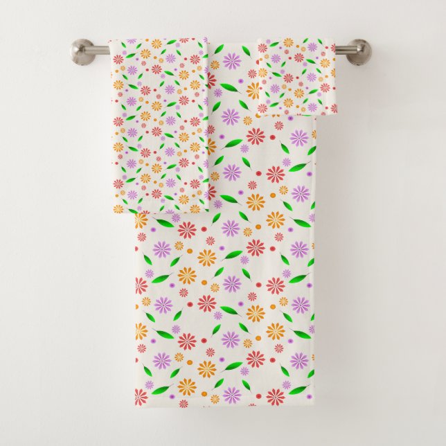 Conjunto De Toalhas Flores e Folhas Vibrantes da Primavera (Insitu)