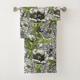 Conjunto De Toalhas Flores e mariposas brancas