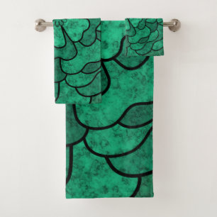 Conjunto De Toalhas Flores florais abstrato sem costura, cor verde-pre