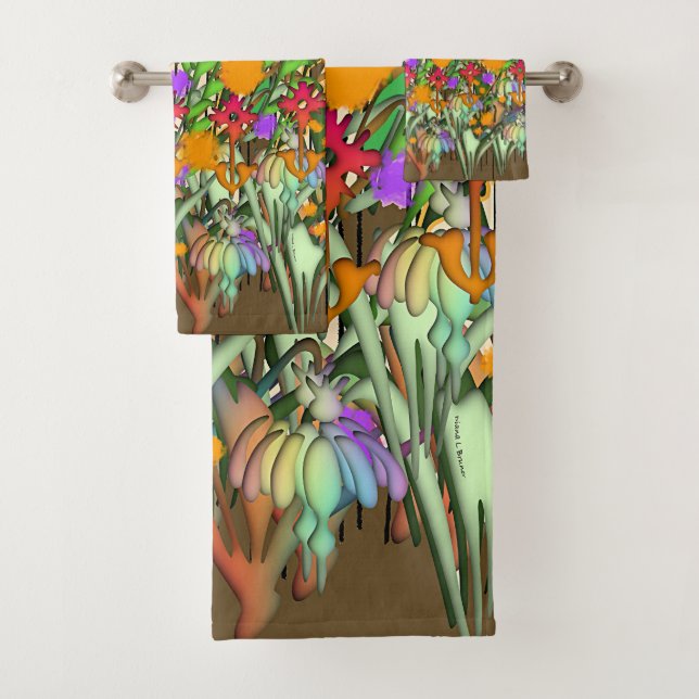 Conjunto De Toalhas Flores Flores Flores Verdes  (Insitu)