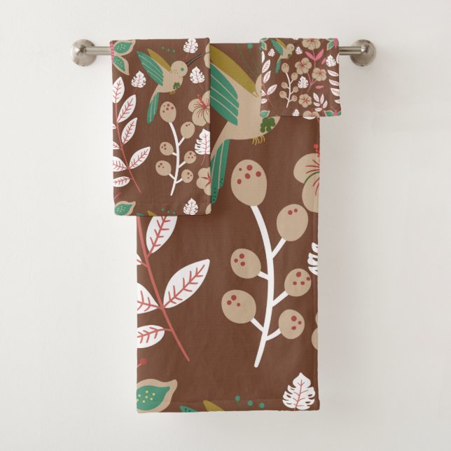 Conjunto De Toalhas Flores, flores, folhas, borboletas, sem costura, (Insitu)