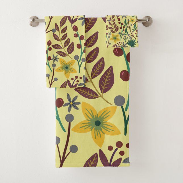 Conjunto De Toalhas Flores, flores, folhas, ramos, sem costura, (Insitu)