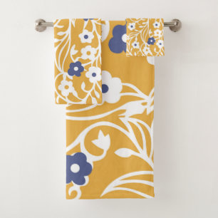 Conjunto De Toalhas Flores, folhas, vinha, abstrato, ocre, branco