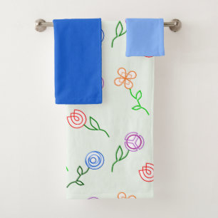Conjunto De Toalhas Flores Geométricas