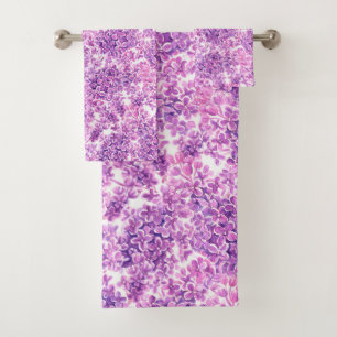 Conjunto De Toalhas Flores lilás cor-de-água rosa