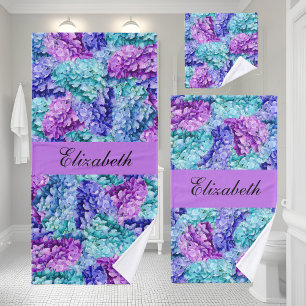 Conjunto De Toalhas Flores magníficas de hidrangea, personalizadas