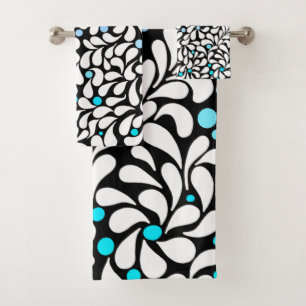 Conjunto De Toalhas Flores modernas, de cor azul, com febre
