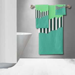 Conjunto De Toalhas Flores Modernas Lança Turquesa Camada Verde