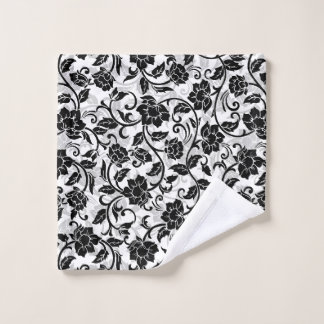 Conjunto De Toalhas Flores Negras e Cinzas