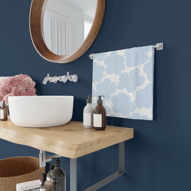 Conjunto De Toalhas Flores Negras Monocromáticas Azul Pó (Criador carregado)