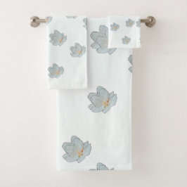 Conjunto De Toalhas Flores no Branco