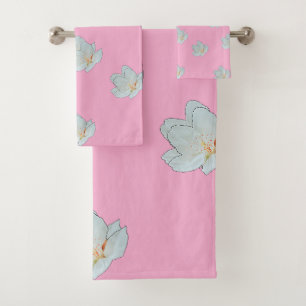 Conjunto De Toalhas Flores No Presente Da Rosa claro