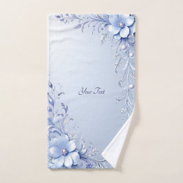 Conjunto de Toalhas Flores Ornamentadas Azuis com