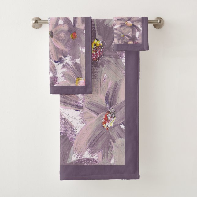 Conjunto De Toalhas Flores Pintadas Rosa Mudada Qualquer Cor (Insitu)