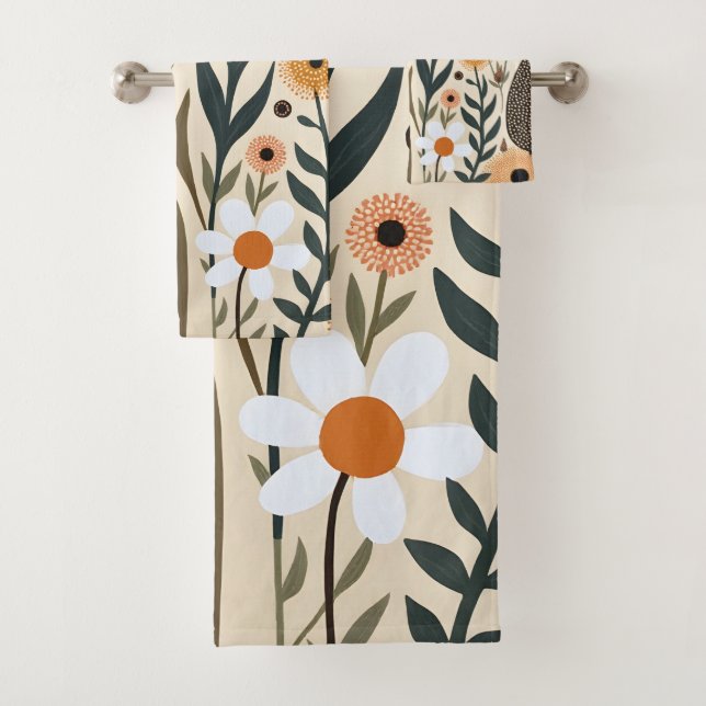 Conjunto De Toalhas Flores Plantas Boho Botânico Design 389 (Insitu)