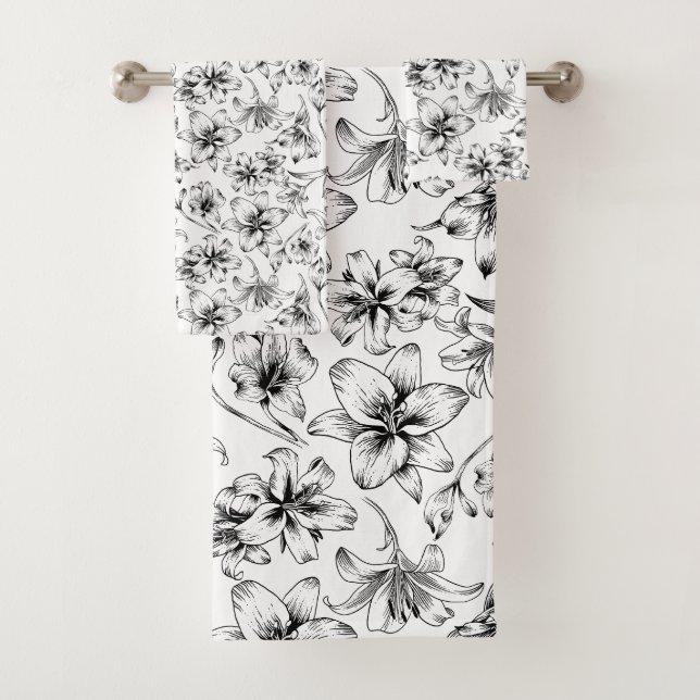 Conjunto De Toalhas Flores Pretas Lily (Insitu)