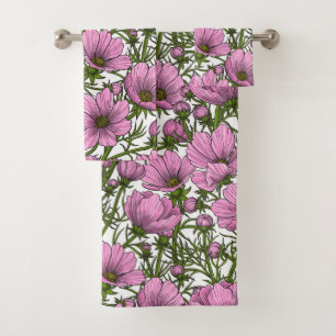 Conjunto De Toalhas Flores rosa Cosmos