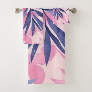 Conjunto De Toalhas Flores rosa tropicais